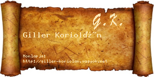 Giller Koriolán névjegykártya